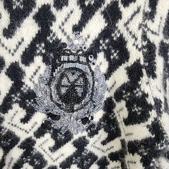 Moda International Vintage Wool/Angora Blend Pearl Button Up Sweater S - Picture 3 of 5